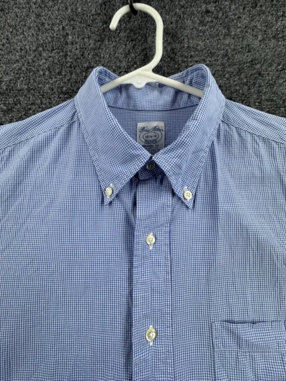 VTG Brooks Brothers Makers Button-Down Check 16.5 4 Blue White Relaxed Mens
